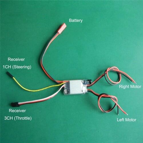 2-4S 2CH Single-way Brushed ESC 12AX2 Unidirectional ESC Differential Speed Controller for RC Speedboats Mini Airplane Models