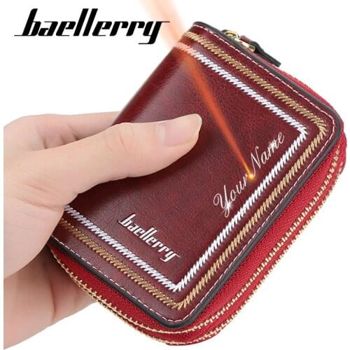 2021 Women Wallets Name Engraving Card Holders Classic Short Top Quality Leather Female Purse Zipper Wallet For Women Carteria