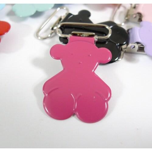 25PCS 1" 25mm #08 HOT PINK Color Teddy Bear Suspender Clips Pacifier Holder Clips