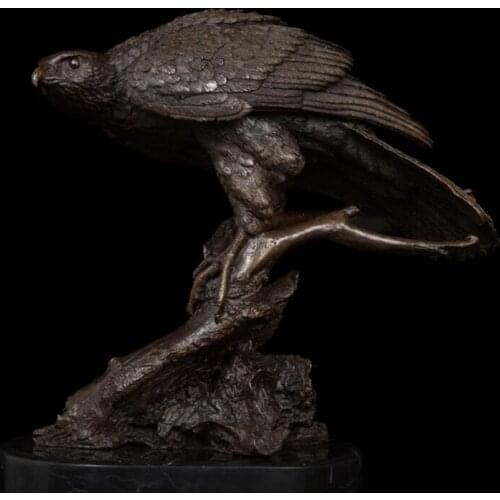 31 CM Western Art Deco Pure Bronze Lanneret Tercel Hawk Eagle ornament Sculpture