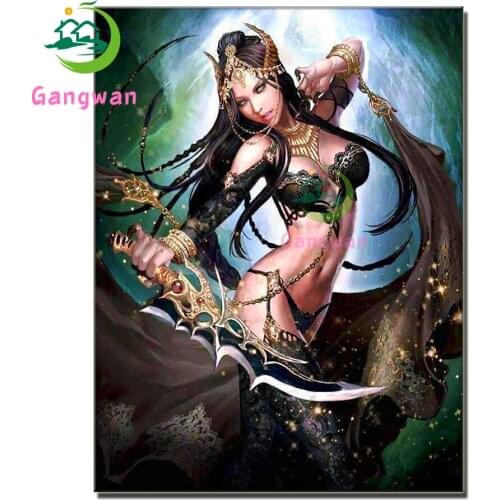 5D DIY Diamond Painting Anime Game Girl pattern Full Square round Embroidery Cross Stitch Rhinestone Mosaic Painting Decor Gift