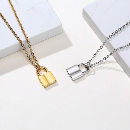 Modyle New Punk Tiny Lock Choker Necklace Stainless Steel Padlock Pendant Gold And Silver Color Charm Small Daily Jewelry