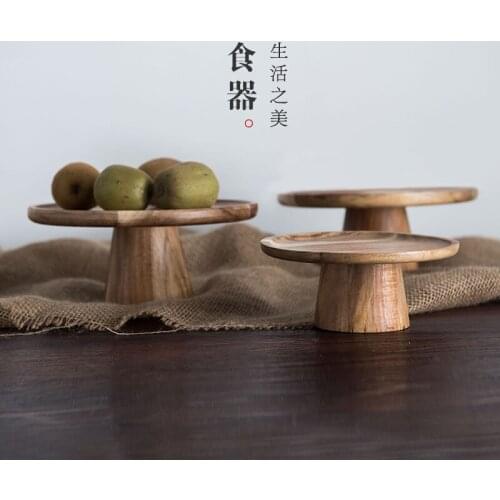 Japanese Style Wooden Cake Tray Fruit Cake Plate Home Party Dessert Storage Rack Cake Stand Cake Tool