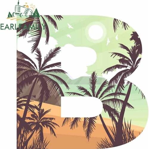 EARLFAMILY 13cm x 12.6cm For Beach Letter B Funny Car Stickers Campervan Decal Vinyl Material Car Accessories Suitable for VAN