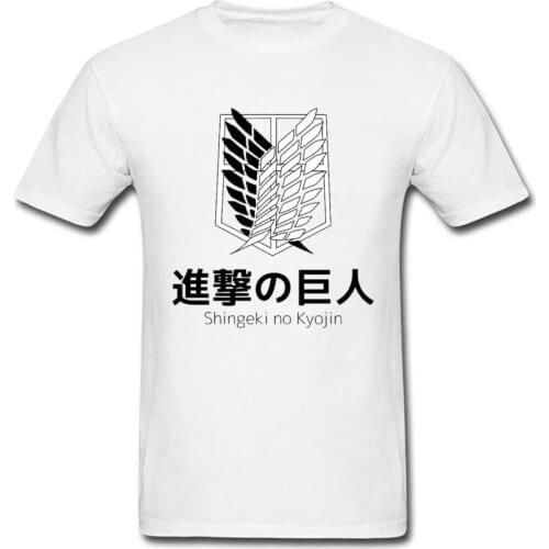 Graphic Tops Tees Mens Tshirt Attack On Titan Men T Shirts Survey Corps Logo Black White Cotton T-shirt Cute Captain Tee Shirts