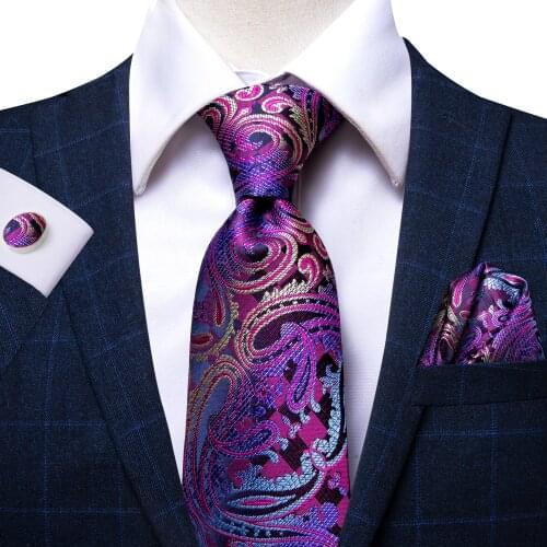 Hi-Tie Mens Tie Purple Paisley Luxury Silk Large NeckTie Neckwear Ties for Men Formal Dresses Gifts For Men Wedding Business