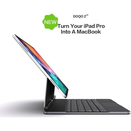 DOQO Aluminum Alloy Metal Magic Trackpad Bluetooth Keyboard Scissor Mechnism 360 Rotating Magnetic For iPad Pro 12.9/11 18/20/21