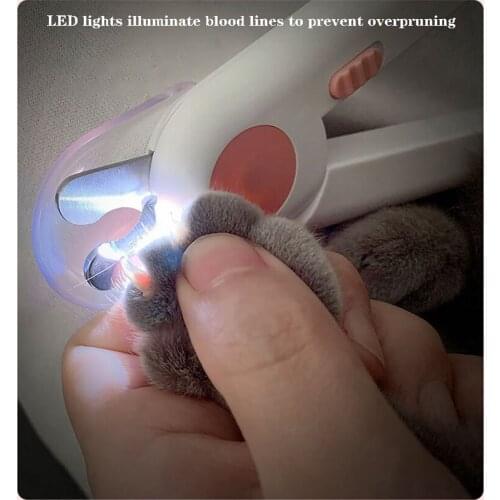 Pet cat and dog nail clippers, grooming scissors, blood proof nail clippers, Dog LED lamp nail set, novice pet grooming supplies