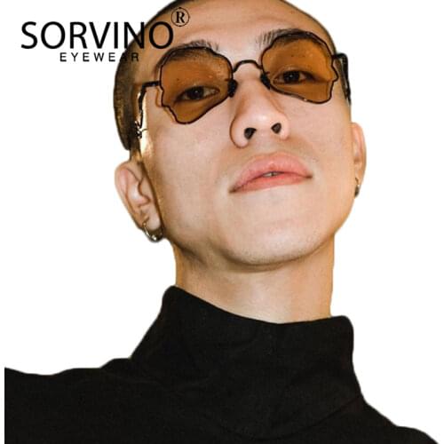 SORVINO Vintage Polygon Shape Mens Sunglasses Women Brand Designer 90s Retro 2019 Anti Blue Light Clear Sun Glasses Shades SP267