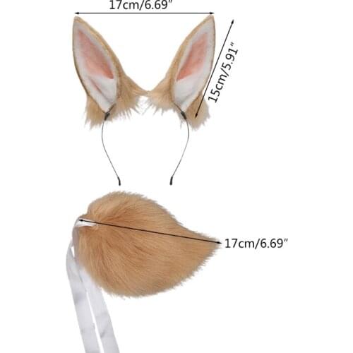 F3MD Girls Animal Rabbit Ears Tail Set Plush Hair Hoop Lolita Lovely Party Headdress Anime Cosplay Party Kawaii Accessories