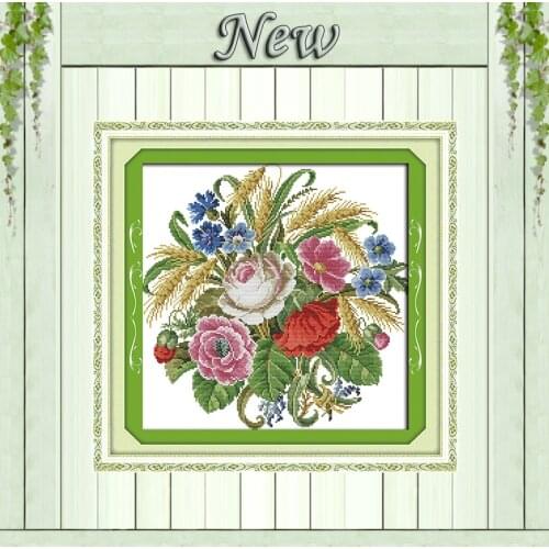 A bouquet of roses flowers diy decor painting counted print on canvas DMC 14CT 11CT Cross Stitch Needlework Sets Embroidery kits