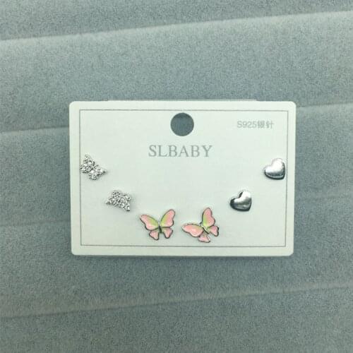 Exquisite 925 Sterling Silver Cubic Zirconia Butterfly Stud Earrings Set Jewelry Lovely Small Earring for Women Girl Party Gifts