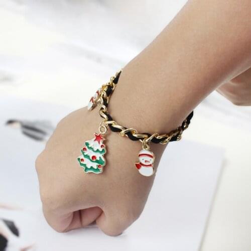New Christmas Bracelet series Metal alloy Christmas Bracelet Christmas tree snowman Christmas Garland Small bell Gifts for Girls