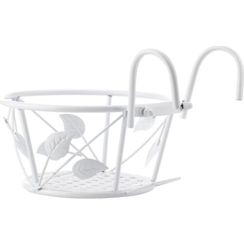 Flower Bed Plant Stand 22*22*11cm Black Leaf Style Indoor And Outdoor Use Wrought Iron Hanging Railing