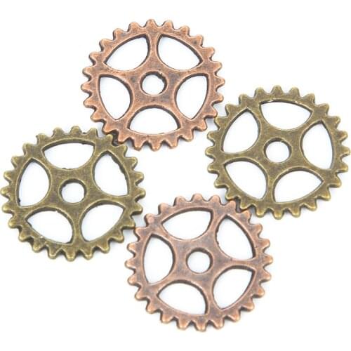 50pcs 15mm Metal Alloy Mini Gear Charms Pendant Accessories Jewelry Finding Vintage Charms For Jewelry Making Necklace Handmade