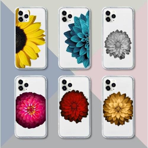 Chrysanthemum color yellow red Phone Case Transparent For iPhone 12 11 pro mini XS XR X max 5 6 s 7 8 plus Soft TPU Mobile bags