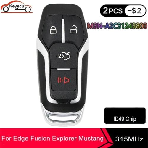 KEYECU 4 Buttons Smart Remote Prox Key Keyless Fob 315Mhz ID49 Chip For Ford Fusion Edge Mustang 2015 2016 2017 M3N-A2C31243800