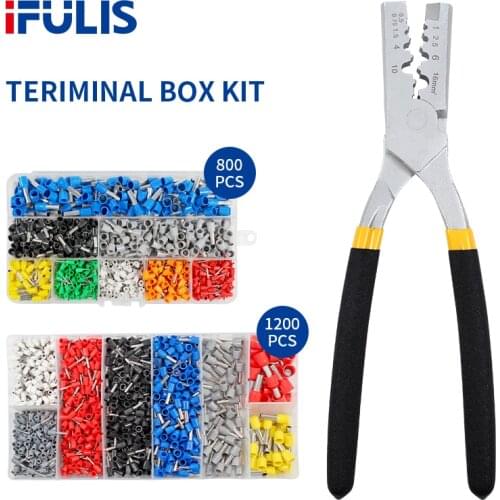 PZ0.25-2.5 Crimp Terminal Set Wire Connectors Ferrule Crimper Plier Crimping Tool 1200pcs 800PCS Tube Terminal Kit