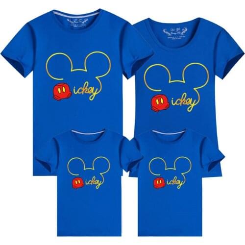 Disney Family Clothes Mickey Mouse Print Tshirt Fashion Cartoon Casual Short Sleeve Hip Hop Kid Girls Boys Clothes Dropship Tops