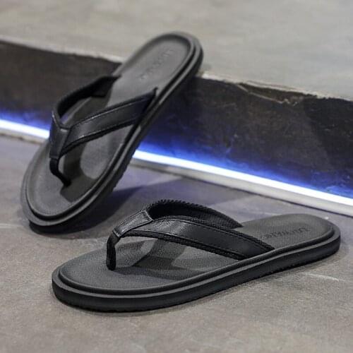Mazefeng Summer Korean Big Size Tide Slippers Men Non-slip Cool Flip-Flops Breathable Thick-soled Sandals Slippers Toe Sandals