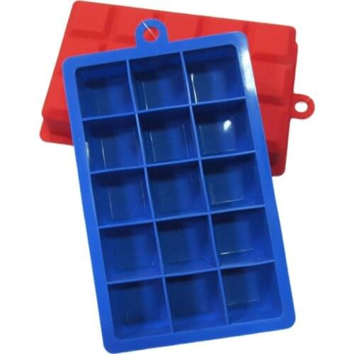 15 Grids Silicone Square Shape Form Ice Cube Mold Tray Fruit Popsicle Ice Cream Maker for Wine Kitchen Bar Drinking Accessories