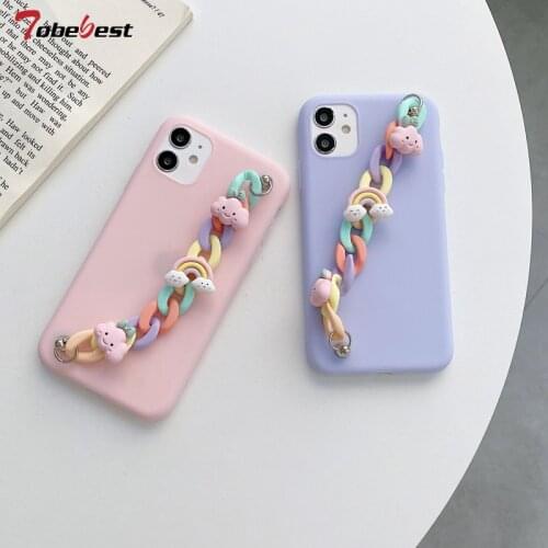 Cute Macaron Clouds Bracelet Chain Phone Case for Samsung Galaxy A10 A20 A30 A40 A50 A70 A10S A20S A02S A20E Soft Silicone Cover