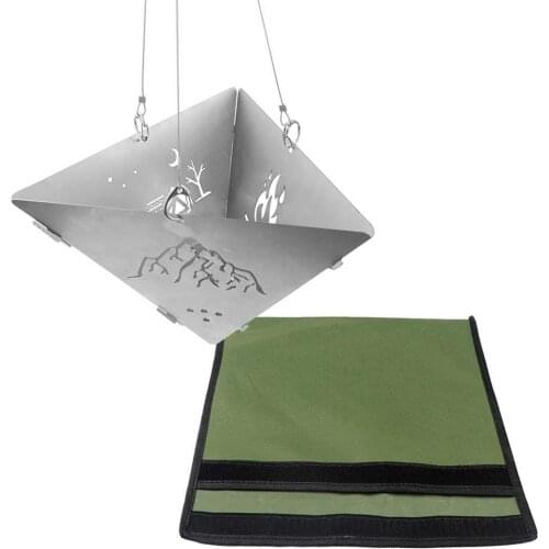 Outdoor Flame Stove Stainless Steel Triangle Hanging Platform Folding Hanging Wood Burning Stove With Storage Bag For Camping