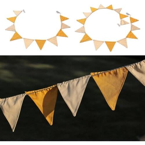 Triangle Flags Banner Waterproof Anti-tear Photo Prop Brown White Triangle Flags Banner for Outdoor