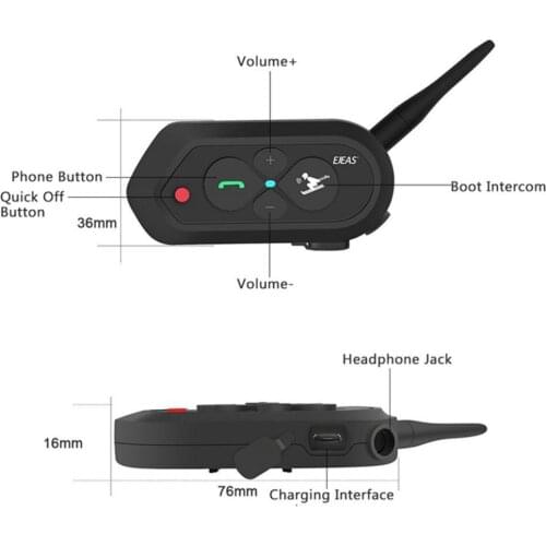 Waterproof SKI10 1200M Motorcycle Bluetooth Helmet Headphones Headset