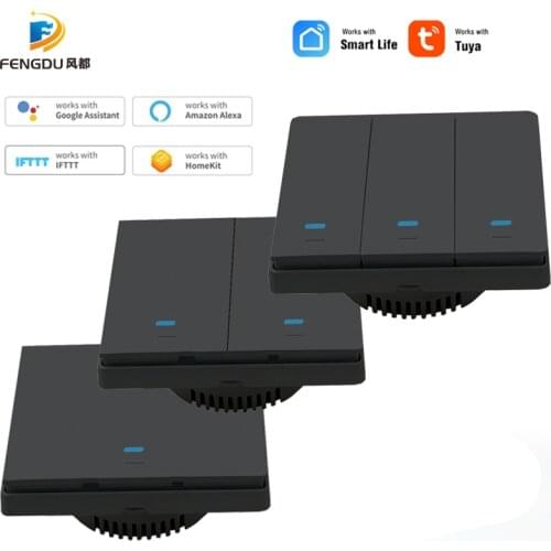 Wifi Smart Home 1/2/3 gang Push Wireless Light Switch Wall Button Voice Control with Tuya APP