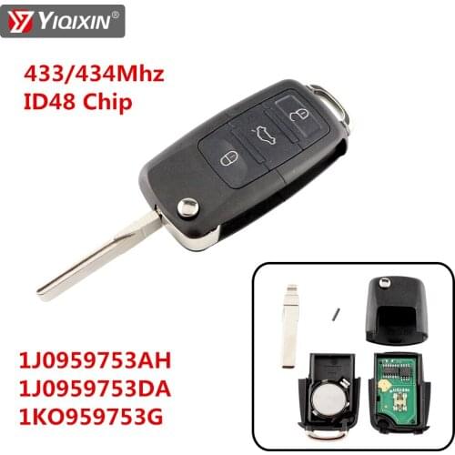 YIQIXIN For VW 3 Button Remote Car Key For Volkswagen Passat Beetle Caddy Eos Golf Jetta Polo Scirocco Tiguan ID48 Chip 433Mhz