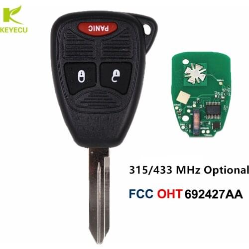 KEYECU Replacement Keyless Remote Key Fob 2+1 Button ID46 Chip 315/433 MHz Optional for Chrysler DODGE for Jeep FCC: OHT692427AA