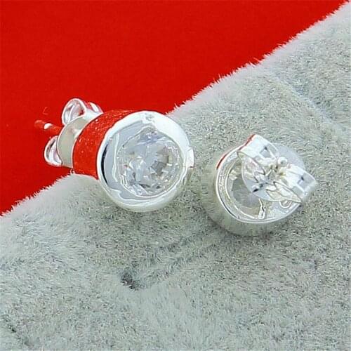 NEW 925 Sliver Color Round Zircon Stud Earrings Fashion Jewelry For Women&Girls Trendy Christmas Gift Daily Party Accessories