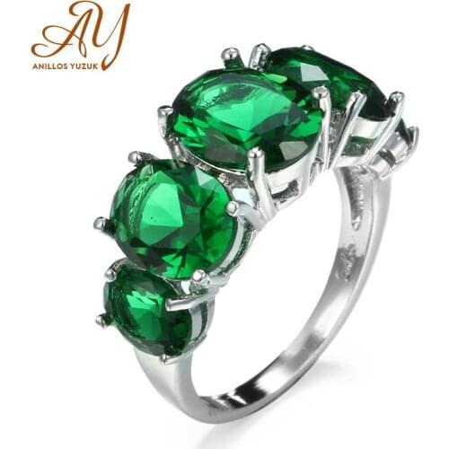 Anillos Yuzuk Green Gemstone Rings For Women Trendy 925 Silver Fine Jewelry With Gemstones Female Engagement Ring Gifts