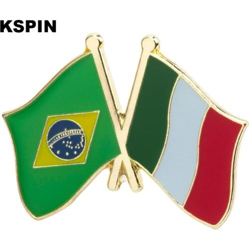 Brazil & Italy Friendship Flag Badge Flag Brooch National Flag Lapel Pin International Travel Pins