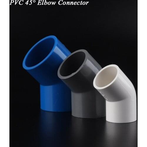 2Pcs PVC Pipe Connector 20 25 32 40mm 45Degree Elbow Plastic Water Supply Pipe Joints Aquarium Supplies Irrigation Accessories