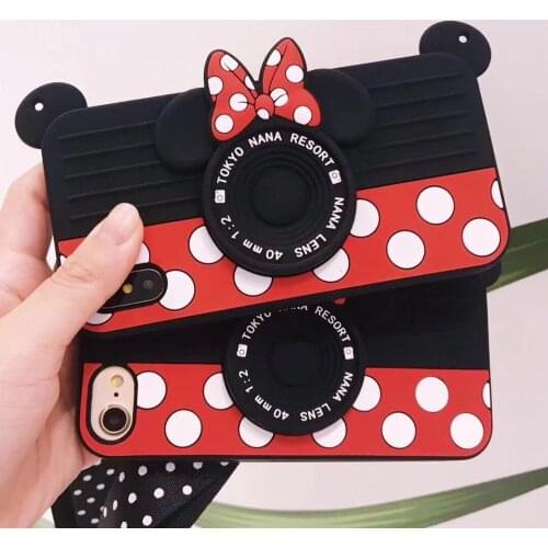 3D Cartoon Cute Camera Bow-knot Silicone Back Cover For iPhone 6 6s X XR Xs 11 Pro Max 7 8 Plus Phone Cases Fundas Coque Capa