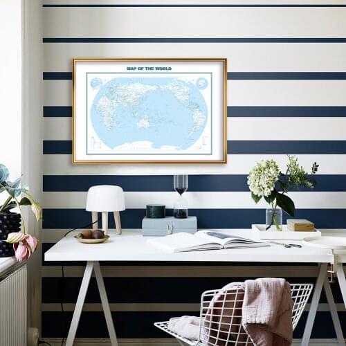 59*42cm The World Political Map In English Spray Canvas Painting Vintage Wall Art Poster School Supplies Living Room Home Decor