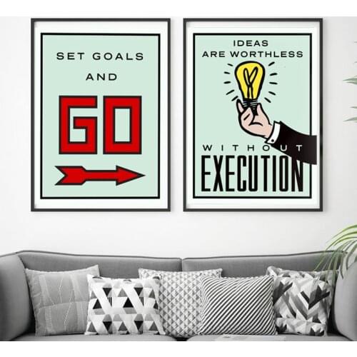 Alec Monopolies Art Motivational Canvas Painting Board Game Card Poster And Print Minimalist Modern Wall Picture For Office Room