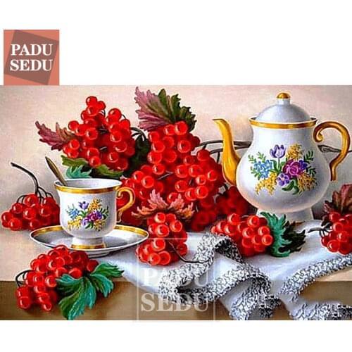 5D DIY Diamond Mosaic Painting Full Square Grape Fruit Diamond Embroidery Kits Still Life Scenery Cross Stitch Beads Home Decor