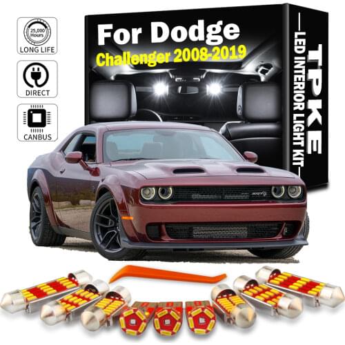 TPKE White Car Accessories Canbus Error Free LED Interior Light Kit For 2008-2019 Dodge Challenger Map Dome License Plate Lamp