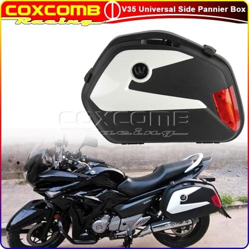 White Hard Saddlebag ABS Plastic Pair Side Case Tail Box Pannier Cargo With Mount Rack LED Reflector for Kawasaki Yamaha Ninja