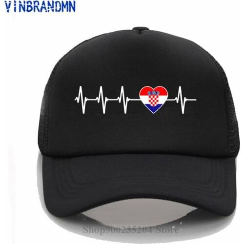 Vinbrandmn Croatian Heartbeat Baseball cap I Love Croatia Country Flag Heart Family hat Men Women casual Summer cotton sun hats