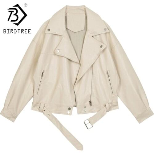 BIRDTREE TB Women's Leather Bomber Jackets