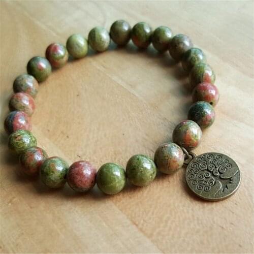2pcs 8mm Natural Epidote Gemstone Mala Bracelet Pray Unisex Lucky Buddhism Sutra Wrist