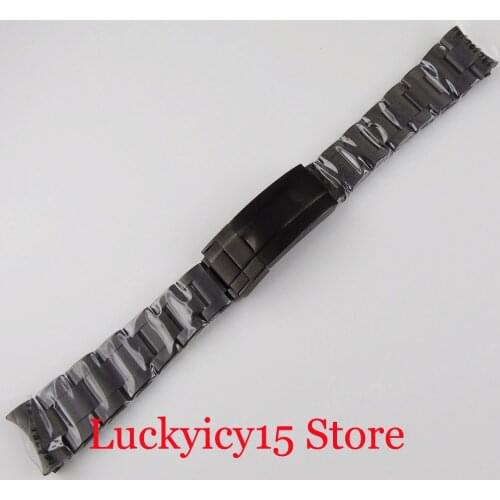 Black PVD Plated 20mm Watch Band Watch Strap with Deployment Clasp