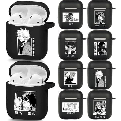 My Hero Academia Black Silicone Earphone Case Suitable for Apple Airpods Case 1 2 Dabi Katsuki Deku Wireless Accessory TPU Case