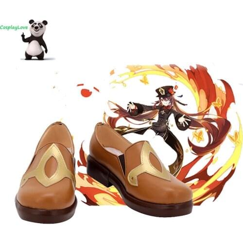 CosplayLove Genshin Impact Hu Tao Hutao Brown Cosplay Shoes Long Boots Leather Custom Hand Made For Girl Boy