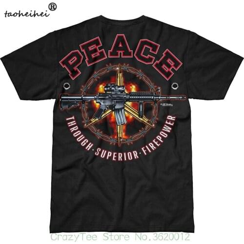 Colour Funny Printed 7.62 Design Peace Through Superior Firepower Men Battlespace T-shirt(1)
