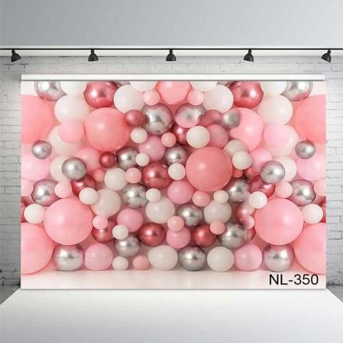 Birthday Valentine Photography Backdrop Newborns Baby Children Pink Balloons 1st Cake Smash Photo Booth Background Studio
